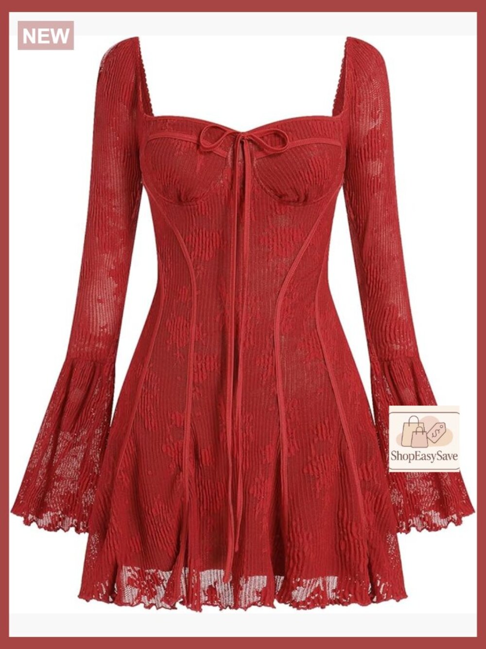 Y2K Vintage Corset Mini Dress Long Sleeve Floral Lace Party Cocktail